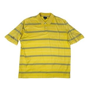 Burberry Golf Polo Shirt Mens XL Short Sleeve Yellow Striped Made In Italy